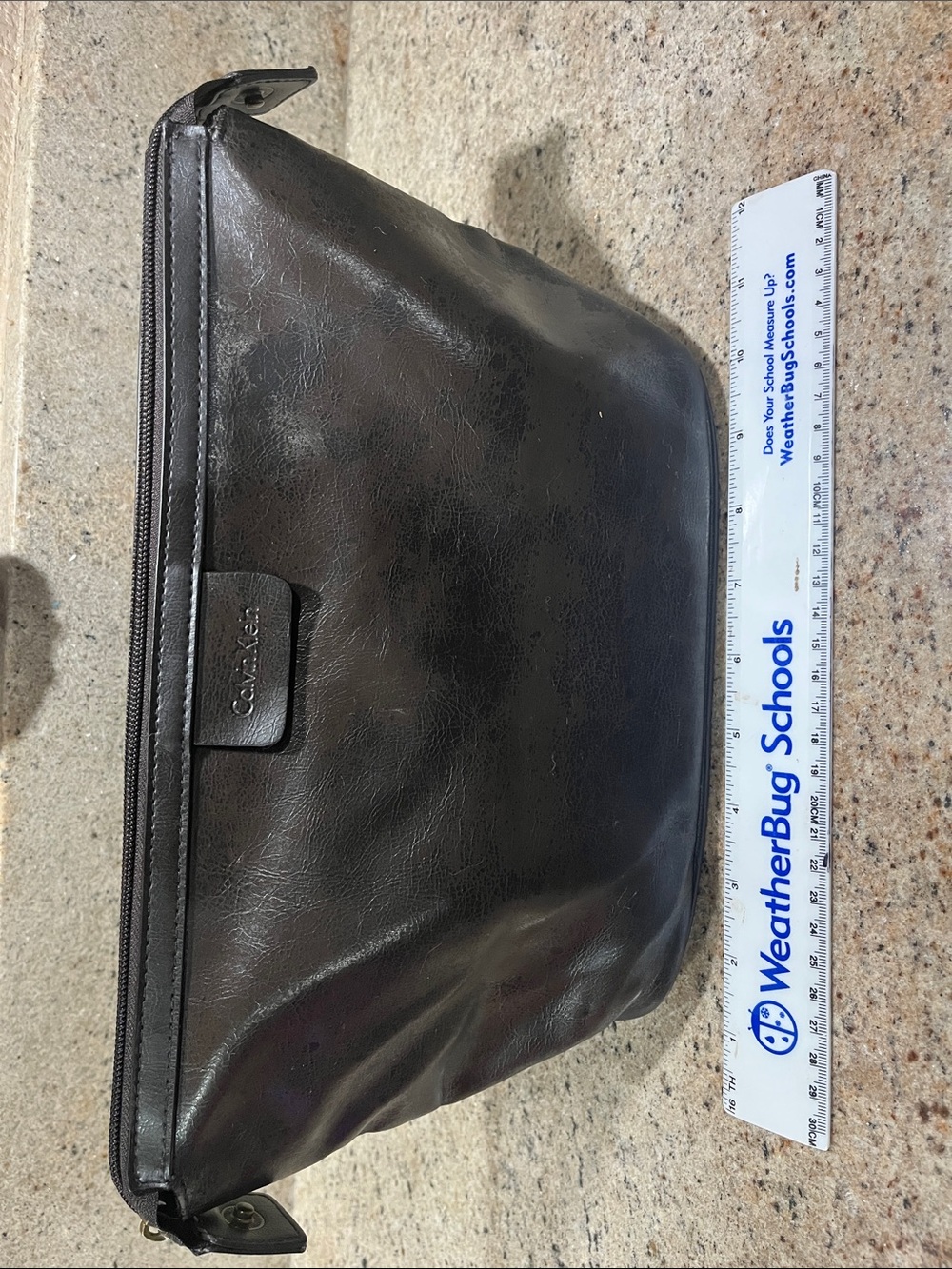 Calvin Klein Black Leather Travel Toiletry Pouch